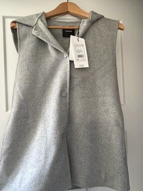 Theory Light Gray Hooded Wool and Cashmere Vest
